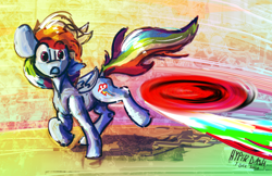 Size: 5216x3375 | Tagged: safe, artist:hyper dash, derpibooru import, rainbow dash, pegasus, pony, g4, :o, absurd resolution, female, frisbee, looking at something, mare, open mouth, running, solo, wide eyes