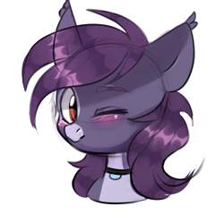 Size: 3000x3000 | Tagged: safe, artist:pesty_skillengton, derpibooru import, oc, oc:pestyskillengton, bat pony, pony, bust, collar, cute, female, sketch, solo