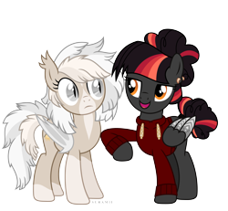 Size: 6500x6000 | Tagged: safe, artist:suramii, derpibooru import, oc, oc only, oc:cuddy, oc:night vision, bat pony, pegasus, pony, absurd resolution, clothes, female, hoodie, mare, simple background, transparent background