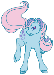 Size: 4033x5517 | Tagged: safe, artist:wtfponytime, derpibooru import, ivy, earth pony, pony, g2, commission, landing, simple background, solo, sparkly eyes, transparent background, unshorn fetlocks, wingding eyes