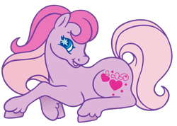 Size: 3943x2815 | Tagged: safe, artist:wtfponytime, derpibooru import, sweet berry, earth pony, pony, g2, lying down, simple background, solo, sparkly eyes, transparent background, unshorn fetlocks, wingding eyes