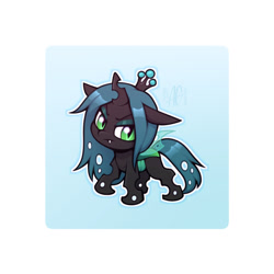 Size: 800x800 | Tagged: safe, artist:argigen, derpibooru import, queen chrysalis, changeling, changeling queen, g4, chibi, cute, cutealis, evil, solo