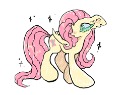 Size: 4000x3000 | Tagged: safe, artist:larvaecandy, derpibooru import, fluttershy, pegasus, pony, g4, ears, female, floppy ears, high res, mare, simple background, solo, sparkles, white background