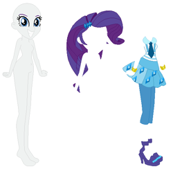 Size: 554x541 | Tagged: safe, artist:lordsfrederick778, artist:selenaede, derpibooru import, rarity, equestria girls, alternate design, bald, base used, bracelet, clothes, cute, dress, hairpin, jewelry, necktie, nudity, raribetes, rarity hair, simple background, smiling, solo, white background