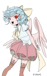Size: 500x800 | Tagged: safe, artist:lotherink, derpibooru import, cozy glow, human, humanized, open mouth, simple background, solo, white background, winged humanization, wings