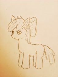 Size: 3072x4096 | Tagged: safe, artist:玉曦月樱, derpibooru import, apple bloom, earth pony, pony, female, filly, foal, sketch, solo, traditional art