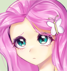 Size: 1210x1280 | Tagged: safe, artist:pulse, derpibooru import, fluttershy, human, equestria girls, bust, female, portrait, solo