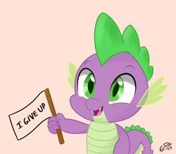 Size: 2500x2200 | Tagged: safe, artist:cobaltskies002, derpibooru import, spike, dragon, g4, cute, flag, meme, open mouth, open smile, smiling, solo, spikabetes