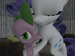 Size: 900x675 | Tagged: safe, artist:rewirken, derpibooru import, rarity, spike, pony, unicorn, 3d, cute, daaaaaaaaaaaw, duo, eyes closed, female, gmod, grin, hug, male, mare, shipping, smiling, source filmmaker, sparity, straight