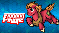 Size: 1920x1080 | Tagged: safe, artist:fimroots, derpibooru import, big macintosh, fighting is magic, logo, wallpaper