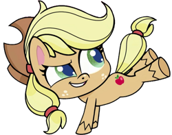 Size: 1007x793 | Tagged: safe, artist:pascalmulokozi2, derpibooru import, edit, edited screencap, screencap, applejack, earth pony, pony, g4.5, my little pony: pony life, the great collide, applejack's hat, clothes, cowboy hat, female, hat, kicking, mare, not a vector, simple background, solo, transparent background