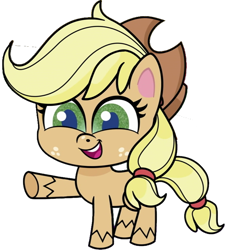 Size: 680x755 | Tagged: safe, artist:pascalmulokozi2, derpibooru import, edit, edited screencap, screencap, applejack, earth pony, pony, g4.5, my little pony: pony life, the comet section, spoiler:pony life s02e03, applejack's hat, clothes, cowboy hat, female, hat, mare, not a vector, open mouth, pointing, simple background, solo, transparent background