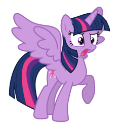 Size: 6753x7000 | Tagged: safe, artist:estories, derpibooru import, twilight sparkle, twilight sparkle (alicorn), alicorn, pony, g4, absurd resolution, female, mare, open mouth, raised hoof, raised leg, simple background, solo, spread wings, transparent background, vector, wings