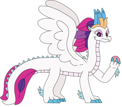 Size: 2598x2276 | Tagged: safe, artist:supahdonarudo, derpibooru import, queen novo, dragon, g4, my little pony: the movie, dragoness, dragonified, female, holding, pearl, queen novo's orb, redraw, simple background, species swap, transparent background