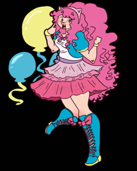 Size: 828x1035 | Tagged: safe, artist:furrymurry, derpibooru import, pinkie pie, human, equestria girls, g4, balloon, black background, female, humanized, simple background, solo