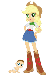 Size: 828x1301 | Tagged: safe, artist:josephpatrickbrennan, derpibooru import, applejack, oc, equestria girls, belt, boots, clothes, cowboy boots, cowboy hat, hat, high heel boots, shirt, shoes, simple background, skirt, transparent background