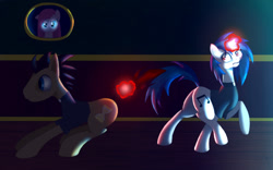 Size: 1600x1000 | Tagged: safe, artist:terrafomer, derpibooru import, dj pon-3, doctor whooves, pinkie pie, vinyl scratch, earth pony, pony, unicorn, clothes, female, magic, male, mare, pinkamena diane pie, pulling, stallion, telekinesis