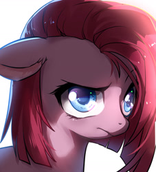 Size: 2000x2200 | Tagged: safe, artist:mjiffy, derpibooru import, pinkie pie, earth pony, pony, alternate hairstyle, eyebrows, female, mare, pinkamena diane pie, raised eyebrow, simple background, solo, white background