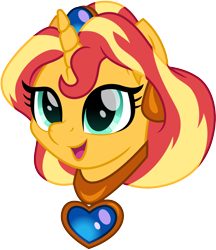 Size: 1384x1600 | Tagged: safe, artist:cloudy glow, derpibooru import, sunset shimmer, unicorn, disney, disney princess, female, head, jewelry, princess jasmine, simple background, smiling, solo, transparent background