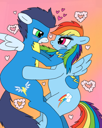 Size: 720x906 | Tagged: safe, artist:dasher666, artist:shelby100, derpibooru import, edit, rainbow dash, soarin', pegasus, pony, clothes, female, male, mare, shipping, soarindash, stallion, straight, uniform, wonderbolts uniform