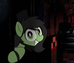 Size: 1134x955 | Tagged: safe, artist:pizzahutjapan, derpibooru import, oc, oc:anon filly, earth pony, pony, animatronic, female, filly, five nights at freddy's, foal, solo