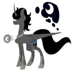 Size: 2925x2878 | Tagged: safe, artist:thehappiestgolucky, derpibooru import, king sombra, alicorn, alicornified, alternate design, alternate universe, boots, clothes, cutie mark, deleted from derpibooru, jewelry, male, moon, necklace, peytral, prince sombra, race swap, regalia, robe, role swap, shoes, simple background, solo, sombra's cutie mark, sombracorn, stallion, transparent background