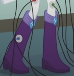 Size: 296x304 | Tagged: safe, derpibooru import, screencap, rarity, equestria girls, g4, the science of magic, boots shot, electrode on boots, electrodes, legs, pictures of legs, wires