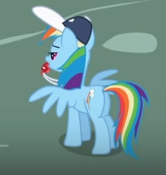 Size: 351x371 | Tagged: safe, derpibooru import, screencap, rainbow dash, pegasus, pony, g4, may the best pet win, season 2, blowing whistle, butt, coach rainbow dash, female, lidded eyes, mare, plot, puffy cheeks, rainblow dash, rainbow dashs coaching whistle, rainbutt dash, solo, spread wings, that pony sure does love whistles, whistle, whistle necklace, wings