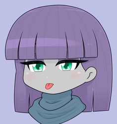 Size: 1124x1192 | Tagged: safe, artist:batipin, derpibooru import, maud pie, human, equestria girls, g4, :p, bust, female, lavender background, no nose, simple background, solo, tongue, tongue out