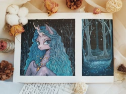 Size: 4000x3000 | Tagged: safe, artist:fridagloria, derpibooru import, oc, oc only, changeling, changeling queen, bust, changeling queen oc, female, forest, high res, looking at you, nature, solo, traditional art, tree