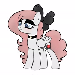 Size: 2048x2048 | Tagged: safe, derpibooru import, oc, oc only, oc:ebony rosebud, pegasus, pony, bow, choker, female, hair bow, mare, pegasus oc, simple background, solo, white background