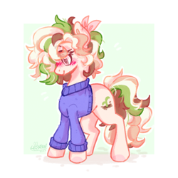 Size: 2250x2250 | Tagged: safe, artist:lionbun, derpibooru import, oc, oc:spring root, earth pony, blushing, clothes, cute, earth pony oc, female, mare, sweater