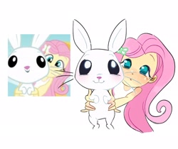 Size: 2048x1724 | Tagged: safe, artist:fluttr3, derpibooru import, screencap, angel bunny, fluttershy, human, rabbit, equestria girls, g4, animal, bust, looking at you, screencap reference, simple background, solo, white background