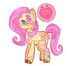 Size: 2048x1836 | Tagged: safe, artist:fluttr3, derpibooru import, fluttershy, pegasus, pony, g4, heart, side view, simple background, smiling, solo, white background