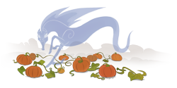 Size: 1670x837 | Tagged: safe, artist:hungaryart, derpibooru import, oc, oc only, oc:spindle, windigo, commission, female, fog, halloween, holiday, looking at you, open mouth, pumpkin, pumpkin patch, simple background, smiling, smiling at you, solo, transparent background, transparent flesh, windigo oc, ych result