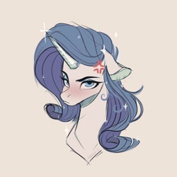 Size: 2000x2000 | Tagged: safe, artist:nettlemoth, derpibooru import, rarity, pony, unicorn, blushing, bust, cross-popping veins, ears, emanata, female, floppy ears, frown, looking at you, mare, narrowed eyes, rarity is not amused, solo, sparkles, unamused