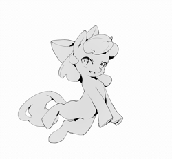 Size: 1383x1278 | Tagged: safe, artist:inkhooves, derpibooru import, apple bloom, earth pony, pony, adorabloom, cute, female, filly, foal, grayscale, monochrome, open mouth, open smile, simple background, smiling, solo, white background