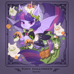 Size: 1024x1032 | Tagged: safe, artist:koyii-kong, derpibooru import, twilight sparkle, twilight sparkle (alicorn), alicorn, bat pony, bat pony alicorn, ghost, pony, undead, bat ponified, bat wings, clothes, costume, crown, female, halloween, halloween costume, horn, jewelry, mare, race swap, regalia, solo, twibat, wings