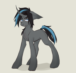 Size: 2100x2000 | Tagged: safe, artist:milkusy, derpibooru import, oc, oc only, oc:mephistopheles, unicorn, eyebrows, female, looking at you, male, mare, simple background, smiling, smiling at you, solo, teeth