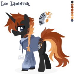 Size: 1920x1920 | Tagged: safe, artist:kabuvee, derpibooru import, oc, oc:leo laminter, unicorn, clothes, hoodie, male, scar, simple background, solo, stallion, transparent background