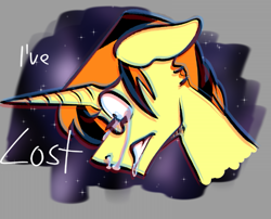 Size: 867x701 | Tagged: safe, artist:mitexcel, derpibooru import, oc, oc only, oc:merille artienda, pony, unicorn, crying, digital art, doodle, glasses, orange mane, short mane, space, vent art, yellow coat