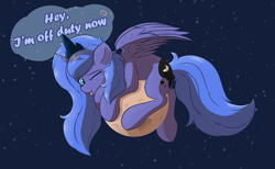 Size: 2980x1841 | Tagged: safe, artist:hcl, derpibooru import, princess luna, alicorn, pony, g4, ;p, cute, female, filly, foal, lunabetes, moon, one eye closed, solo, space, talking to viewer, tangible heavenly object, tongue, tongue out, woona, younger