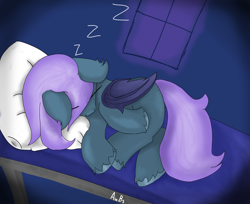 Size: 2000x1631 | Tagged: safe, artist:derpy_fan, derpibooru import, oc, oc only, bat pony, pony, eye clipping through hair, newbie artist training grounds, onomatopoeia, sleeping, solo, sound effects, zzz