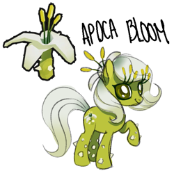 Size: 843x828 | Tagged: safe, artist:wtfponytime, derpibooru import, oc, oc only, oc:apoca bloom, alien, alien pony, earth pony, pony, apoca bloom, crossover, cute, deep rock galactic, female, flower, flower in hair, looking at you, mare, ponified, simple background, solo, species swap, thorn, white background