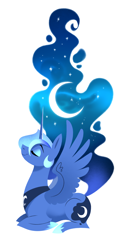 Size: 1340x2580 | Tagged: safe, artist:28gooddays, derpibooru import, princess luna, alicorn, pony, g4, crescent moon, ethereal mane, lying down, moon, prone, simple background, solo, starry mane, white background