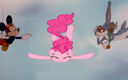Size: 828x517 | Tagged: safe, artist:disneyponyfan, derpibooru import, pinkie pie, pony, g4, bugs bunny, female, male, mickey mouse, skydiving, who framed roger rabbit
