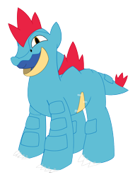 Size: 2774x3631 | Tagged: safe, artist:izzy64, derpibooru import, oc, oc only, earth pony, pony, earth pony oc, feraligatr, male, pokémon, simple background, solo, stallion, transparent background