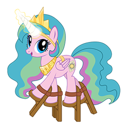 Size: 270x270 | Tagged: safe, derpibooru import, pegasus, pony, g4, clothes, cosplay, costume, fake cutie mark, fake horn, fake wings, gameloft, simple background, solo, stilt-walking celestia, transparent background