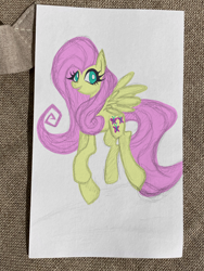 Size: 3024x4032 | Tagged: safe, artist:coffeefueledchainsaw, derpibooru import, fluttershy, pegasus, pony, g4, colored sketch, female, mare, sketch, solo, traditional art