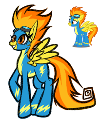 Size: 1698x2074 | Tagged: safe, artist:coffeefueledchainsaw, derpibooru import, spitfire, pegasus, pony, g4, clothes, female, goggles, goggles on head, mare, simple background, solo, uniform, white background, wonderbolts uniform